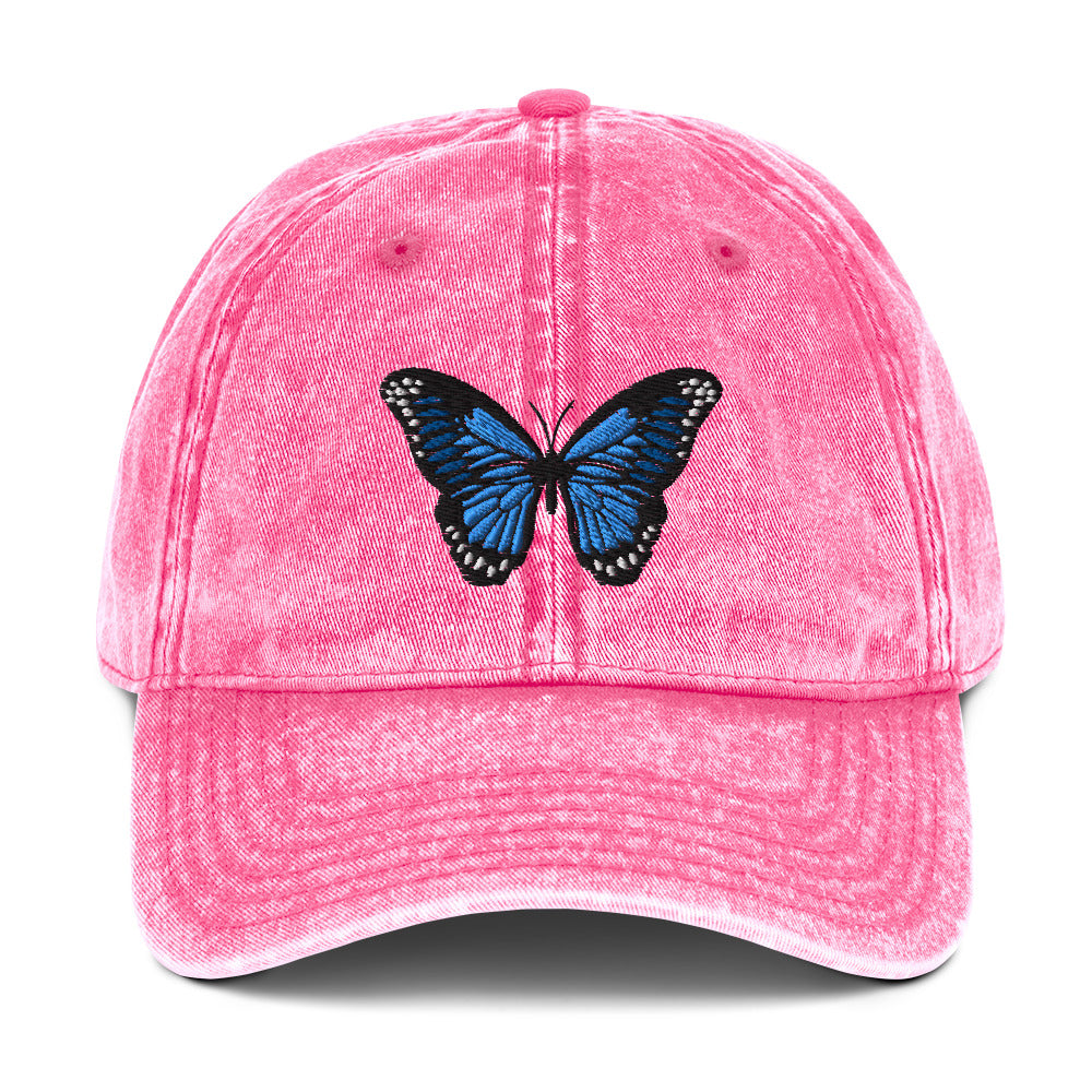 Blue Butterfly Vintage Cotton Twill Cap
