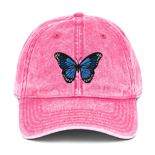 Blue Butterfly Vintage Cotton Twill Cap