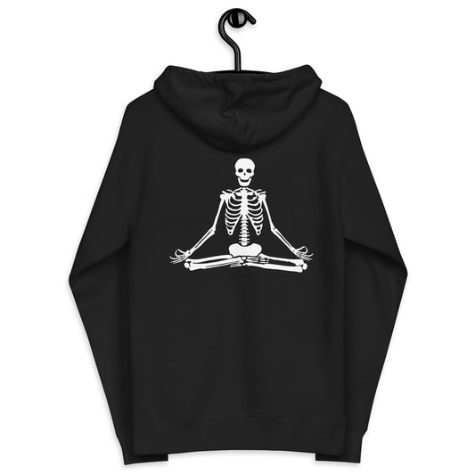 Yoga Skeleton Back Design Unisex Fleece Zip Up Hoodie